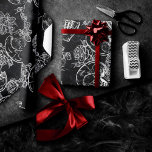 Skulls and Chalk Roses | Funky Gothic Glam Grunge Wrapping Paper<br><div class="desc">#abstractart Funky 90s gothic grunge in a seamless pattern of distressed chalk sugar skulls and roses on a crushed velvet chalkboard texture background inspired by Halloween and Mexican Day of the Dead (dia de los muertos). The modern contemporary mixed medium design adds the perfect pop of colour and personal style....</div>