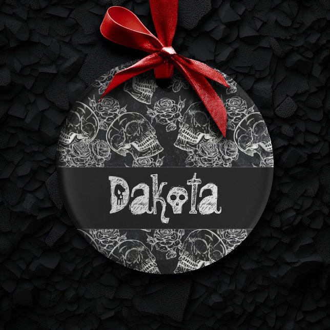 Skulls and Chalk Roses | Gothic Glam Funky Custom Ornament (Creator Uploaded)