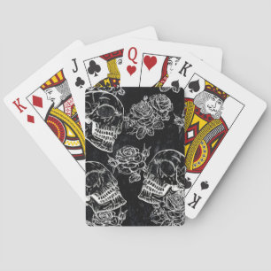Skulls and Chalk Roses   Gothic Glam Funky Grunge Playing Cards