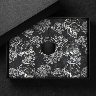 Skulls and Chalk Roses Gothic Glam Funky Grunge Tissue Paper