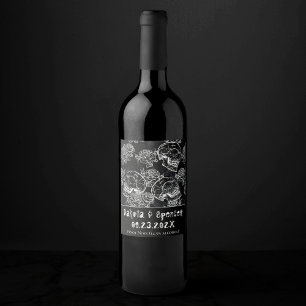 Skulls and Chalk Roses   Gothic Glam Thank You Wine Label