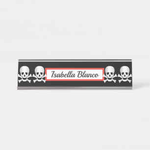 Skulls And Crossbones Desk Name Plate