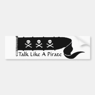 SKULLS AND CROSSED BONES  BLACK WHITE PIRATE FLAG BUMPER STICKER