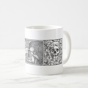 Skulls and Daffodils Macabre Art Coffee Mug