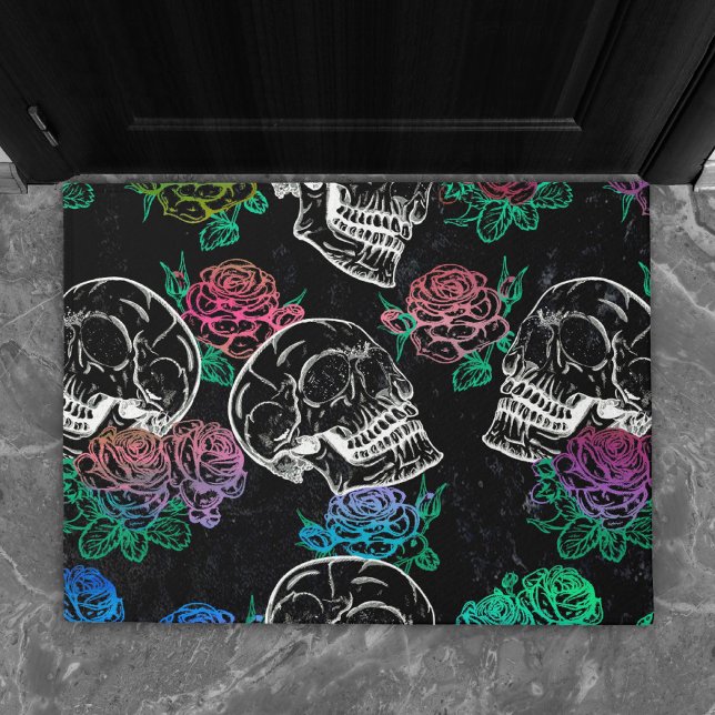 Skulls and Dark Roses | Funky Glam Ombre Grunge Doormat (Creator Uploaded)