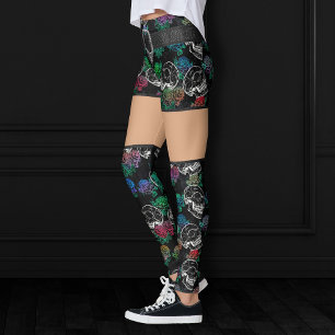Skulls and Dark Roses   Funky Glam Ombre Grunge Leggings