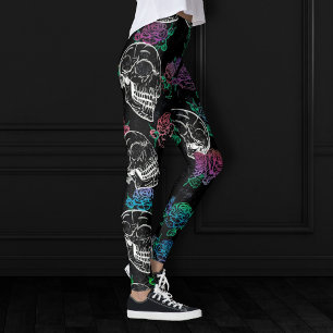 Skulls and Dark Roses Funky Glam Ombre Grunge Leggings