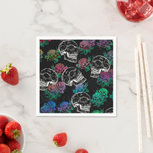 Skulls and Dark Roses   Funky Glam Ombre Grunge Napkin
