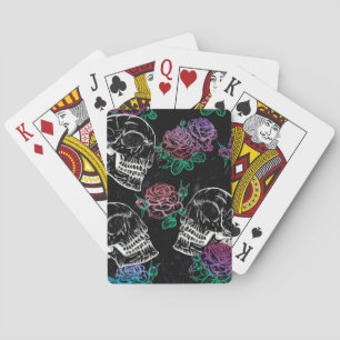 Skulls and Dark Roses   Funky Glam Ombre Grunge Playing Cards