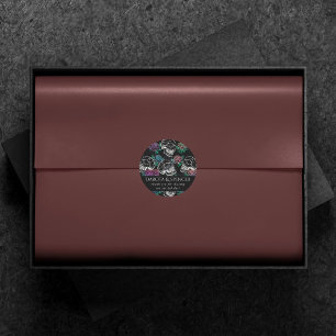 Skulls and Dark Roses Funky Glam Ombre Thank You Classic Round Sticker