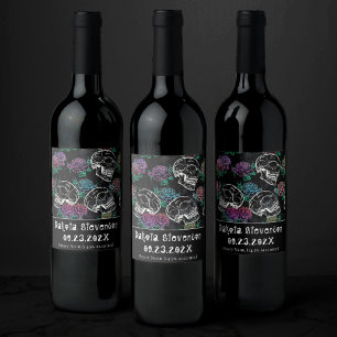 Skulls and Dark Roses   Funky Glam Ombre Thank You Wine Label