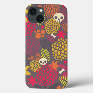 Skulls and flowers. iPhone 13 case