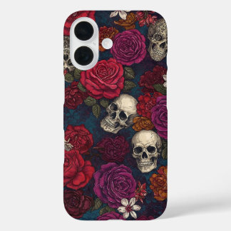 Skulls and Flowers iPhone 16 Case
