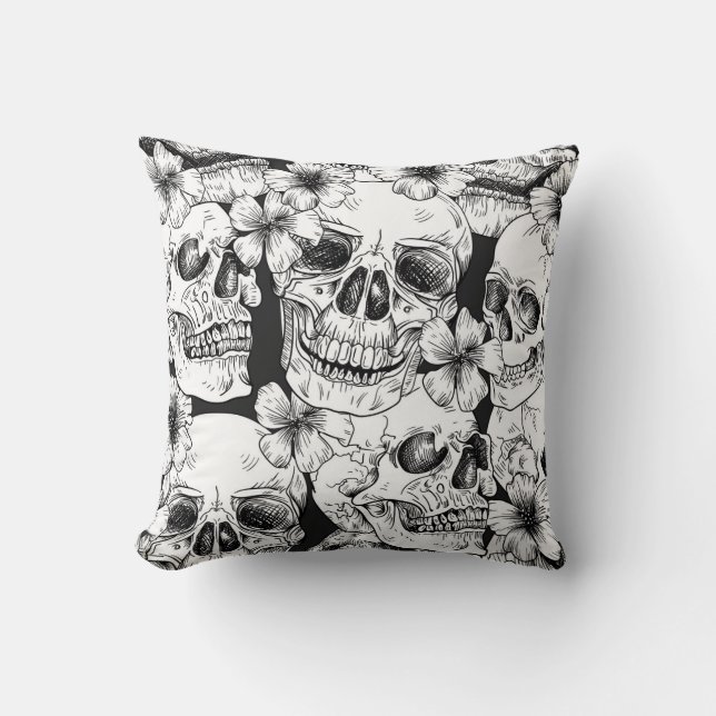 Skulls and Flowers Cushion (Front)
