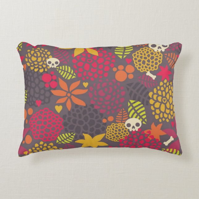 Skulls and flowers. decorative cushion (Front)