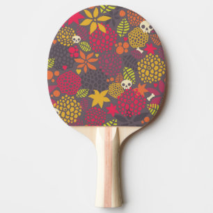 Skulls and flowers. ping pong paddle