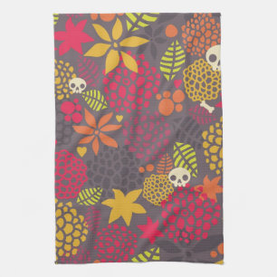 Skulls and flowers. tea towel