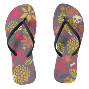 Skulls and flowers. thongs