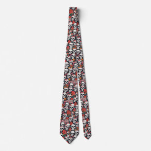Skulls and Flowers Tie
