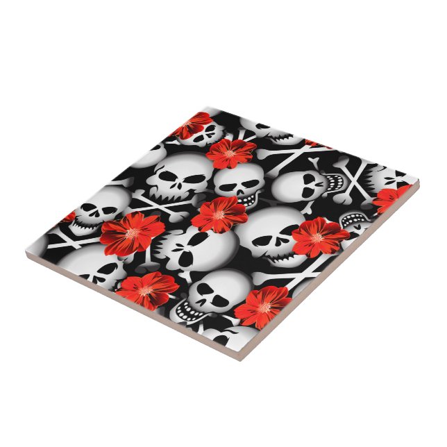 Skulls and flowers tile (Side)