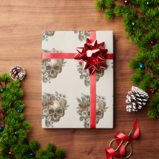 Skulls and Flowers Wrapping Paper