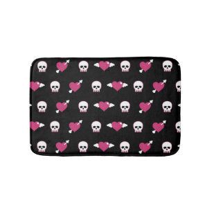 Skulls and hearts bath mat