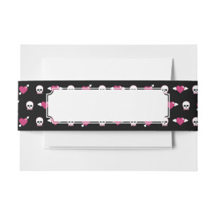Skulls and hearts invitation belly band