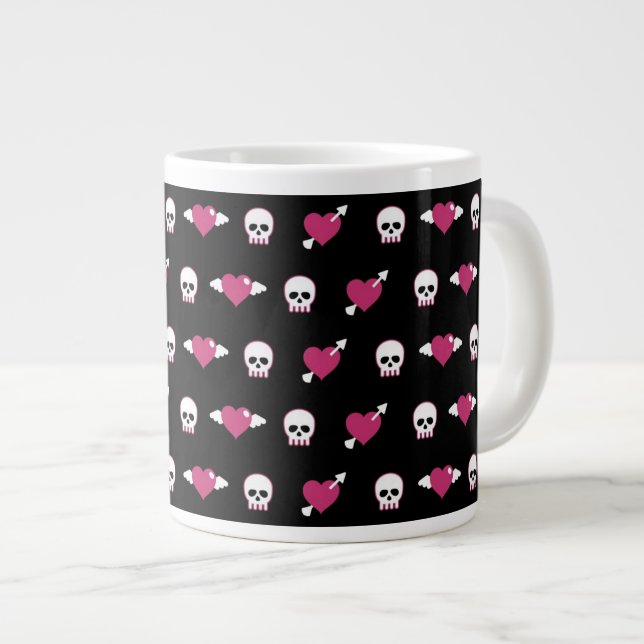 Skulls and hearts large coffee mug (Front Right)