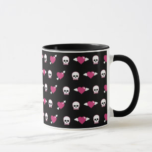 Skulls and hearts mug