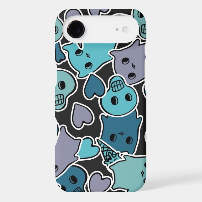 Skulls, and hearts on black background 2 Case-Mate iPhone case (Back)