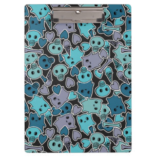 Skulls, and hearts on black background 2 clipboard