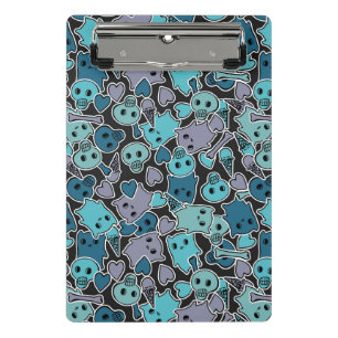 Skulls, and hearts on black background 2 mini clipboard