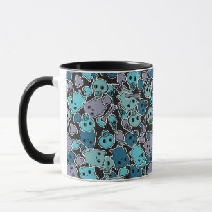 Skulls, and hearts on black background 2 mug