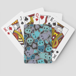 Skulls, and hearts on black background 2 playing cards