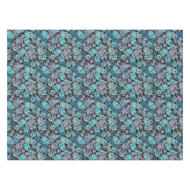 Skulls, and hearts on black background 2 tablecloth (Front (Horizontal))