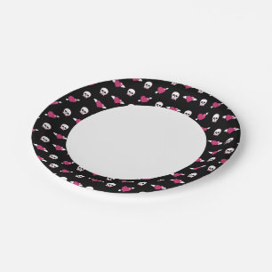 Skulls and hearts paper plate