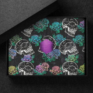 Skulls and Ombre Roses   Cool Funky Dark Grunge Tissue Paper