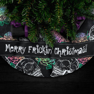 Skulls and Ombre Roses   Gothic Glam Pastel Grunge Brushed Polyester Tree Skirt