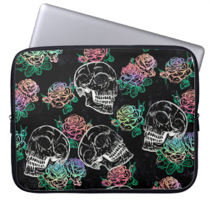 Skulls and Ombre Roses   Gothic Glam Pastel Grunge Laptop Sleeve