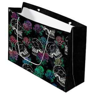 Skulls and Ombre Roses Gothic Glam Pastel Grunge Large Gift Bag
