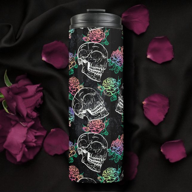 Skulls and Ombre Roses | Gothic Glam Pastel Grunge Thermal Tumbler (Creator Uploaded)