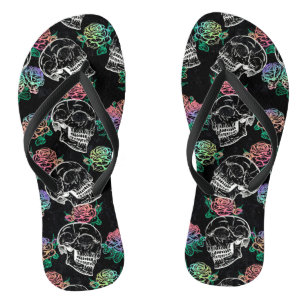 Skulls and Ombre Roses   Gothic Glam Pastel Grunge Thongs