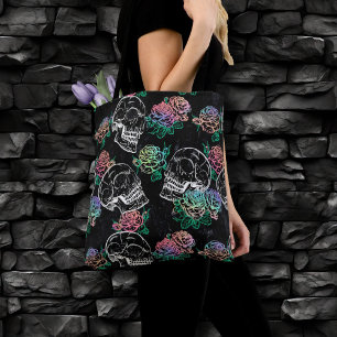 Skulls and Ombre Roses Gothic Glam Pastel Grunge Tote Bag