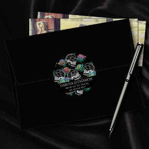 Skulls and Ombre Roses   Gothic Glam Thank You Classic Round Sticker