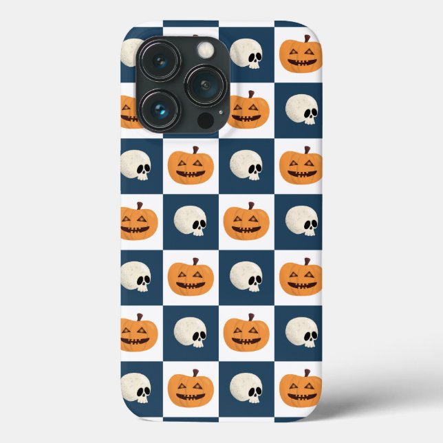 Skulls and Pumpkins Checks Case-Mate iPhone Case (Back)