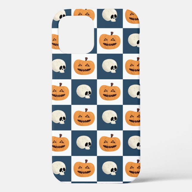 Skulls and Pumpkins Checks Case-Mate iPhone Case (Back)