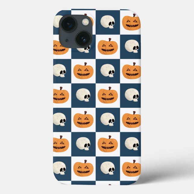 Skulls and Pumpkins Checks Case-Mate iPhone Case (Back)
