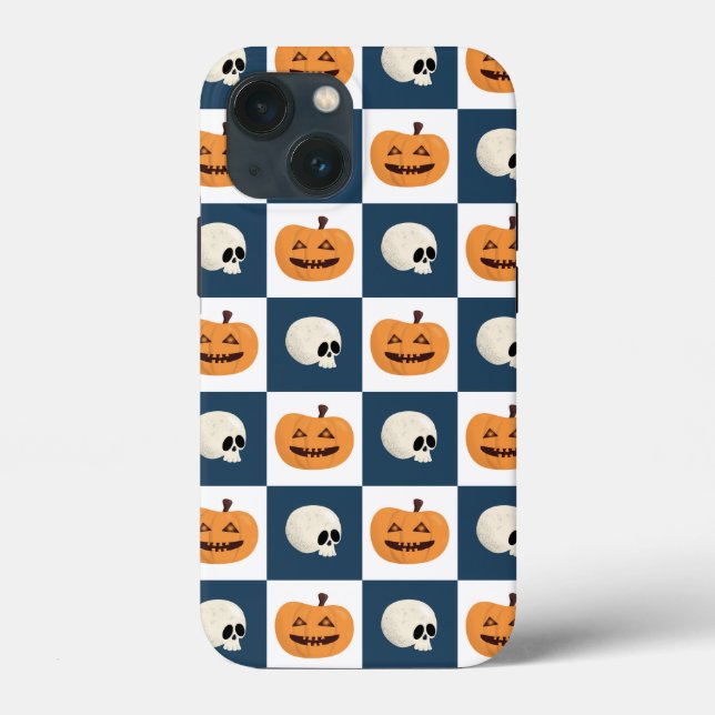 Skulls and Pumpkins Checks Case-Mate iPhone Case (Back)