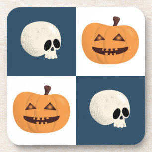 Skulls and Pumpkins Checks Coaster
