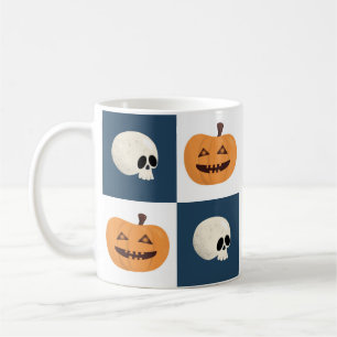 Skulls and Pumpkins Checks Coffee Mug